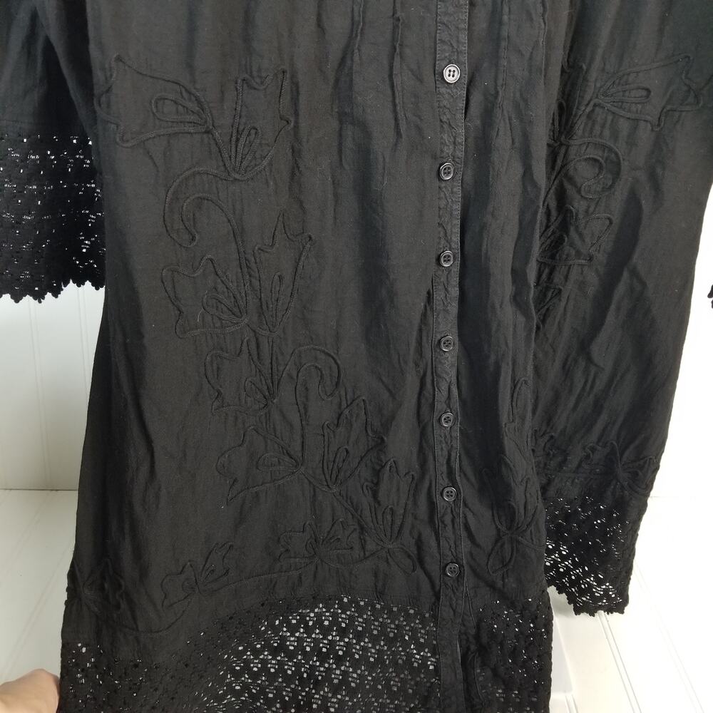 Soft Surroundings Gauzy Grenada Crochet Tunic Black Medium - Picture 7 of 9